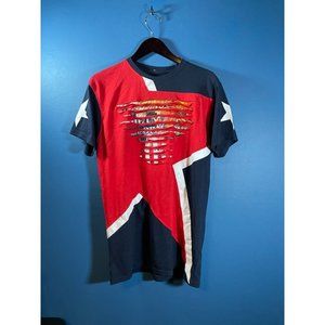 Bleecker & Mercer- Men's Red/Blue Short Sleeve Fashion T-Shirt  - Size L